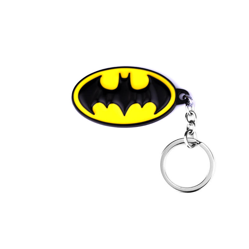 Car Accessories Gifts For Men - Kreativer schwarz-gelber ovaler Metall-Schlüsselanhänger im Fledermaus-Design,