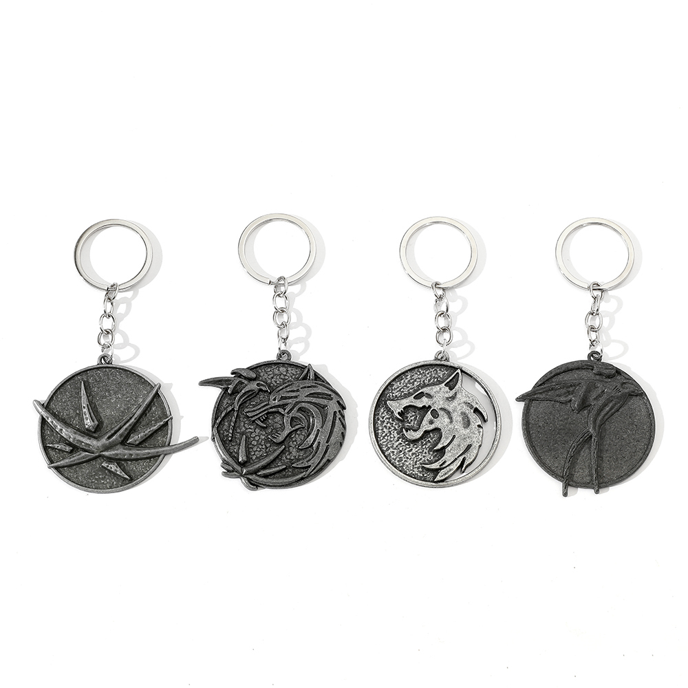 Car Accessories Gifts For Men - Vintage Wolfskopf-Schlüsselanhänger, Geralt von Rivia Medaillon,