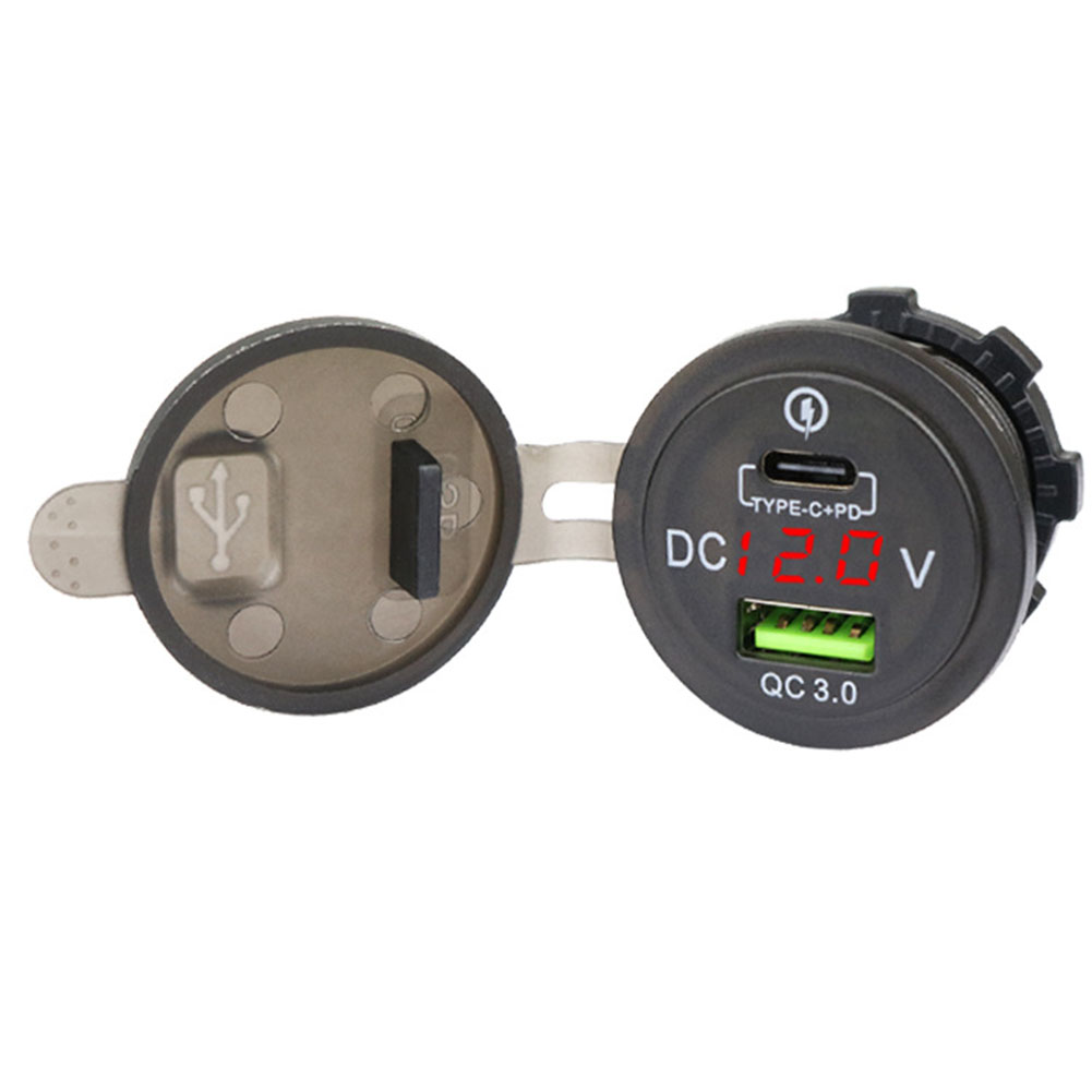 Car Accessories Qc - LED-Steckdose QC 3.0 Steckdose Voltmeter Wasserdichtes
