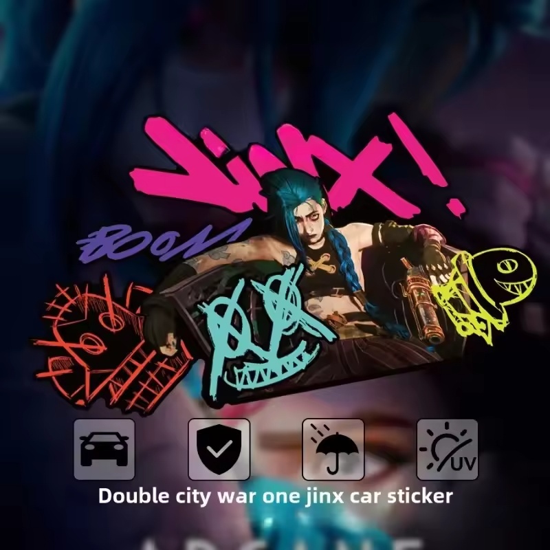 Car Accessories Quotes - Arcane Jinx Graffiti Reflektierender Autoaufkleber Elektromotorrad