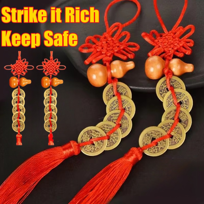 Car Accessories Oman - Chinesische Feng Shui-Münzen mit handgefertigtem rotem