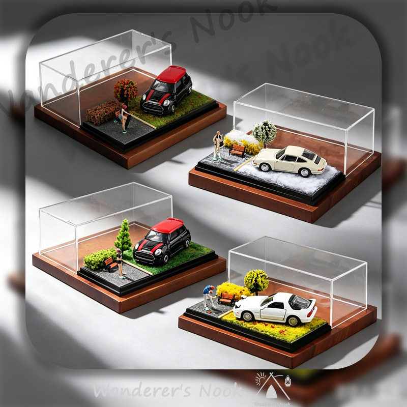 Car Accessories Oman - Neue 1:64 Automodell-Szenen-Displaybox, trendiges Modell-Ornament, Vier-Jahreszeiten-Grasbasis,
